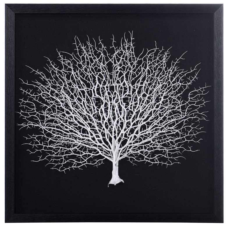 Image 1 23.6 inch x 23.6 inch White Tree on Black Background Shadow Box
