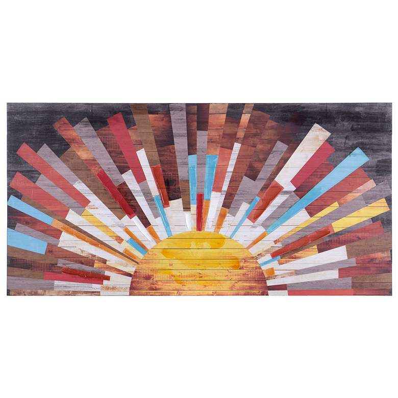 Image 1 23.6" x 47.2" Sun Rays Distressed Color Block Rays w/ Hand Painte
