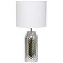 23.75" Porcelain Mermaid Fishscale Table Lamp, Chrome with White Shade