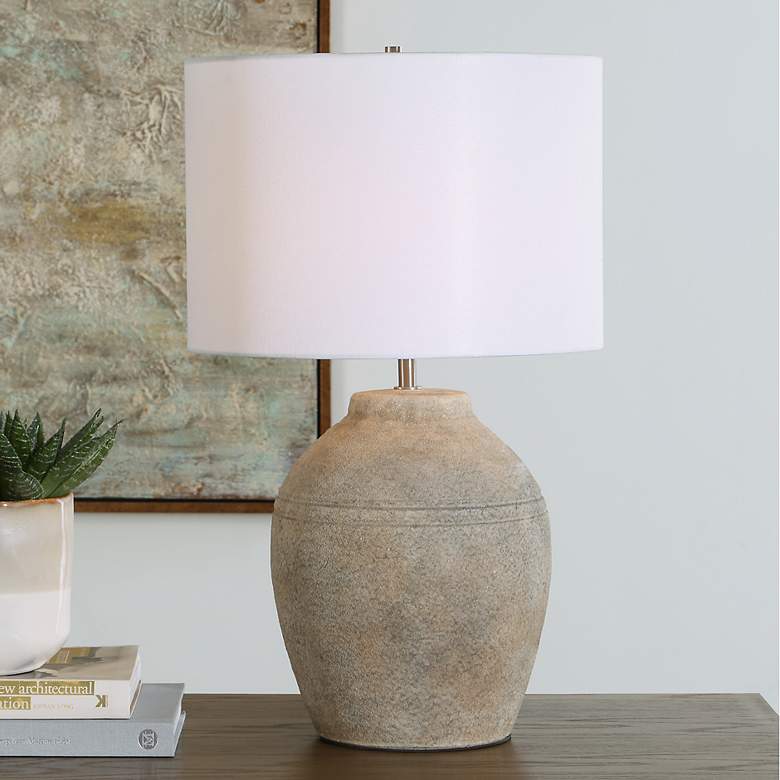 Image 1 23 1/2" High Neutral Ceramic Table Lamp