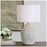 1_23 1/4" High Distressed White Ceramic Table Lamp