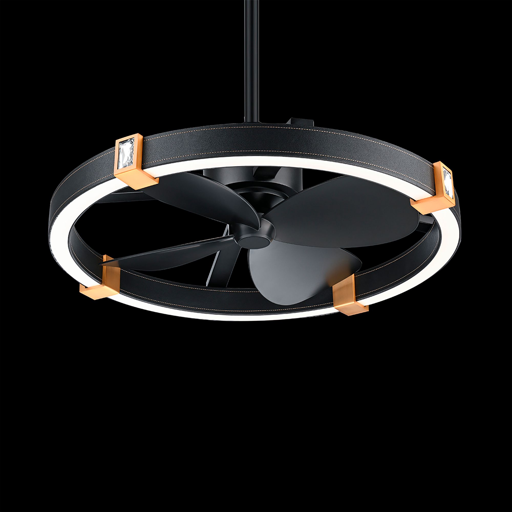 Image 4 23" Atomic Black LED Smart Fan D'Lier with Brass Accent more views