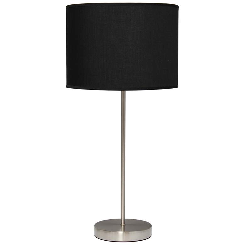 Image 1 23" Essential Sleek and Slender Table Lamp, Brushed Nickel & Black