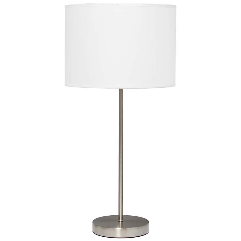 Image 1 23" Essential Sleek and Slender Table Lamp, Brushed Nickel with White