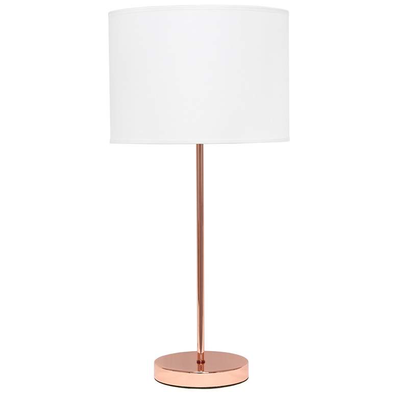 Image 1 23" Essential Sleek and Slender Table Lamp, Rose Gold with White Shade