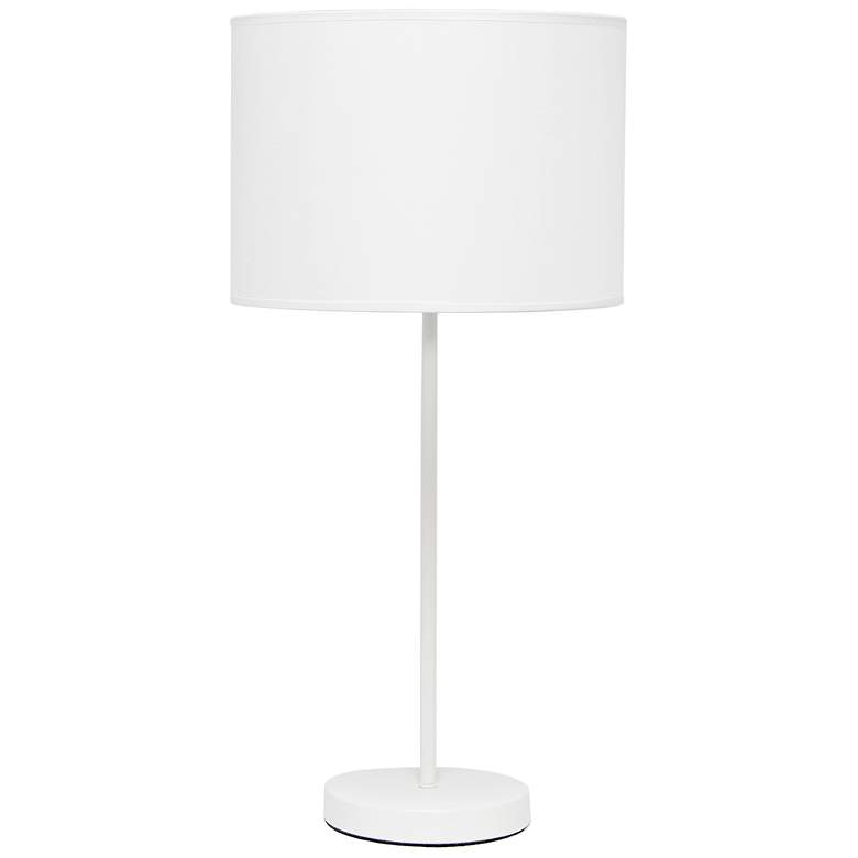 Image 1 23" Essential Sleek and Slender Table Lamp, White with White Shade