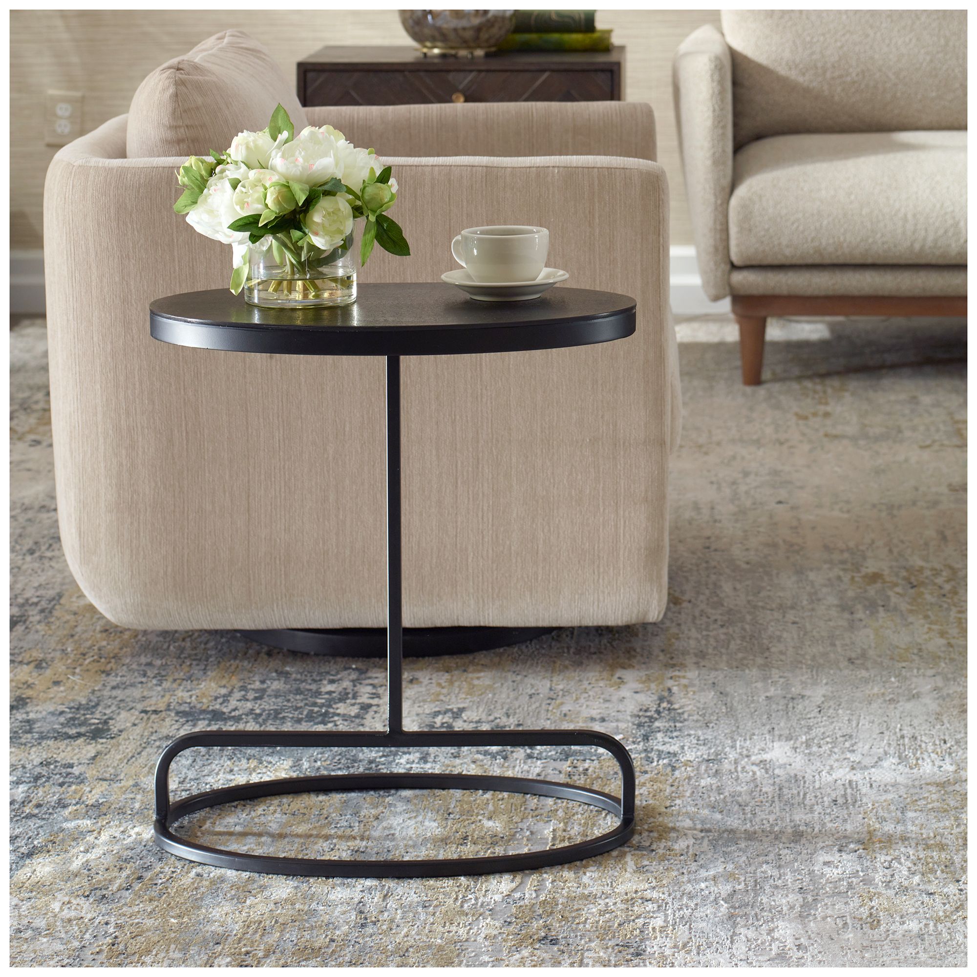 Thumbnail3 of 23" High Black Metal Accent Table more views
