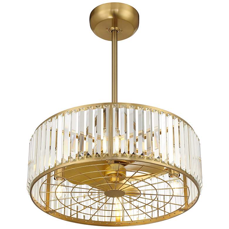 Image 4 23" Savoy House Janus Warm Brass and Crystal Fandelier more views