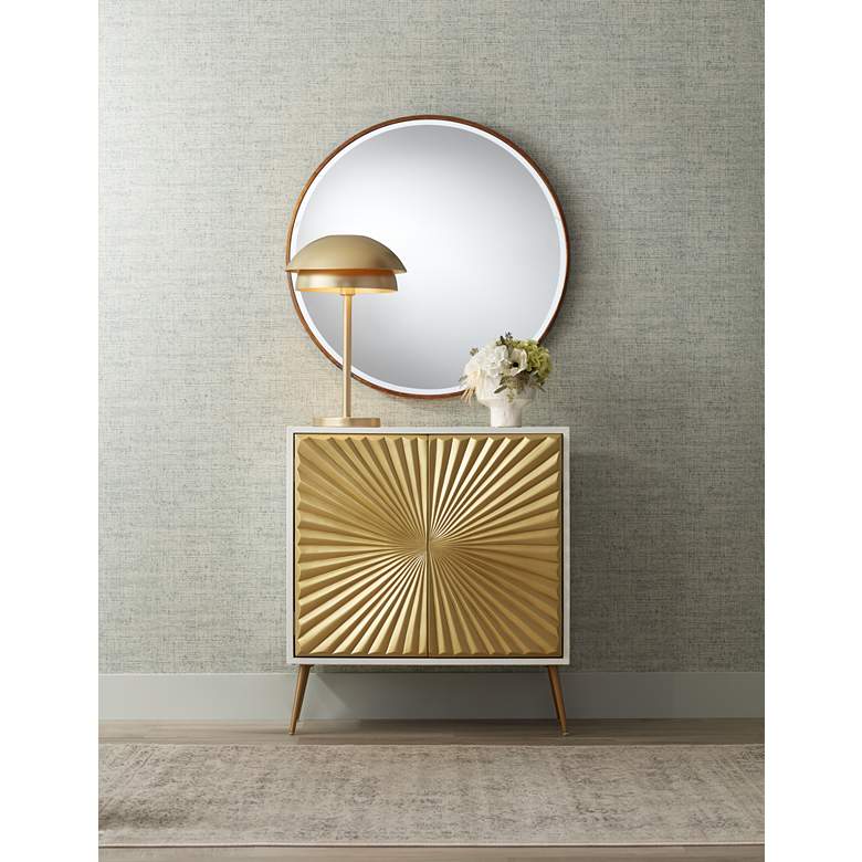 Image 1 Starburst 32 inch Wide White and Gold 2-Door Cabinet in scene