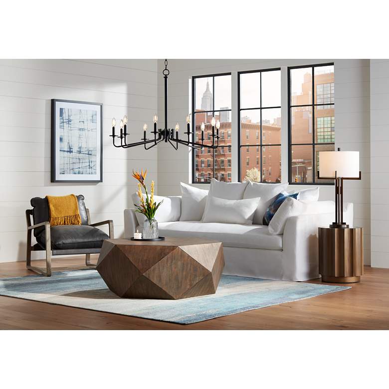 Image 1 Easton Pearl 98" Wide White Fabric Slipcover Sofa in scene