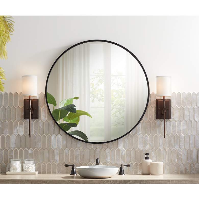 Image 1 Possini Euro Walton 20" High Oil-Rubbed Bronze Wall Sconce Set of 2 in scene