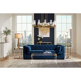 Image1 of Stiffel Aron 36" Wide Brass 12-Light Wagon Wheel Chandelier in scene