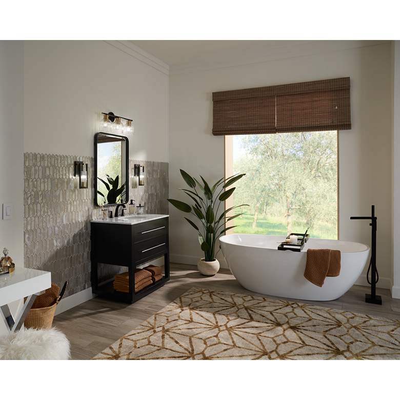 Image 7 Andi Gold & Black 24" x 38" Rounded Edge Wall Mirror in scene