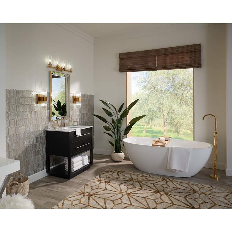 Image 1 Marcello 32" Wide Black and White Marble 1-Drawer Single Sink Vanity in scene