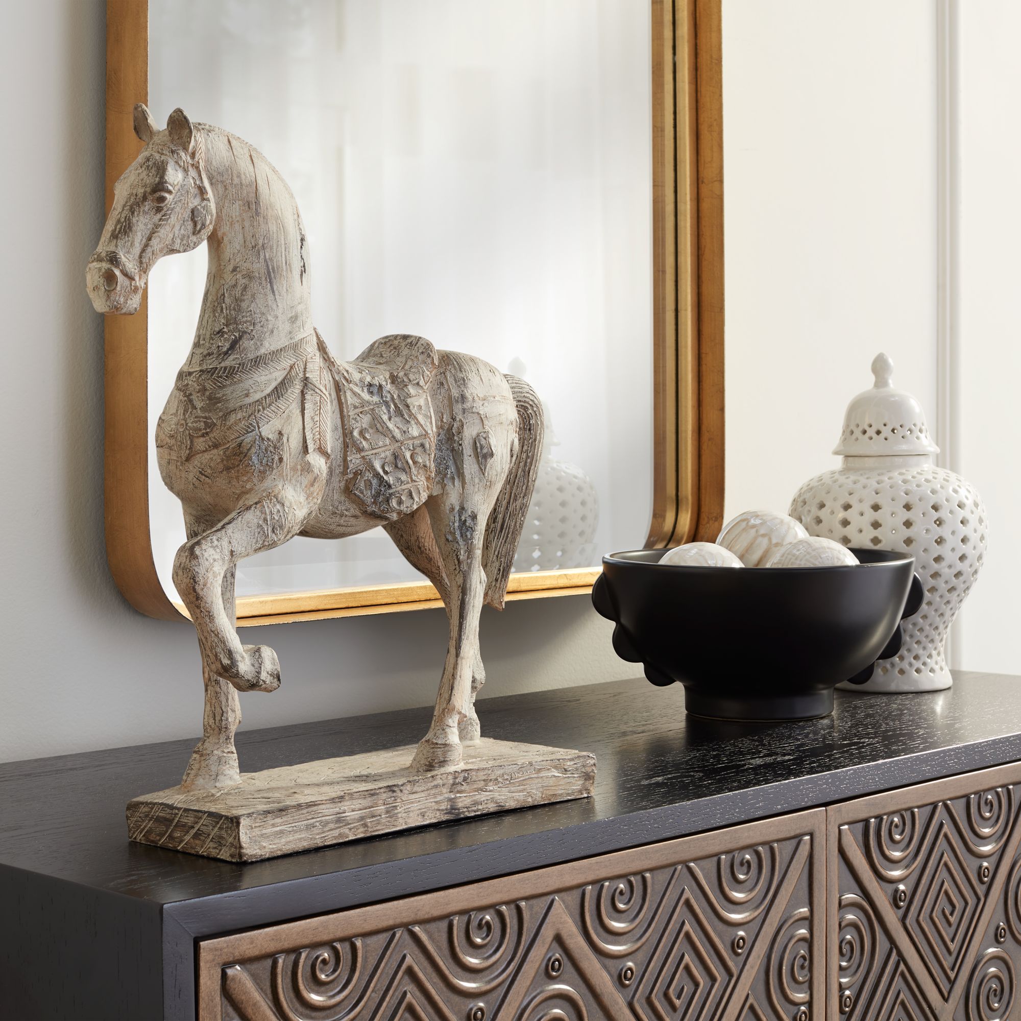 Dahlia Studios Auten 10 1/2" Glossy White Stoneware Urn Jar with Lid in scene