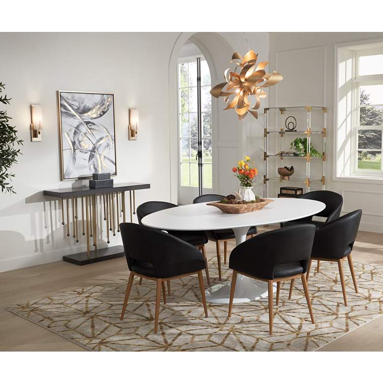 Image 1 Possini Euro Midtown 15" High White and Brass Wall Sconces Set of 2 in scene