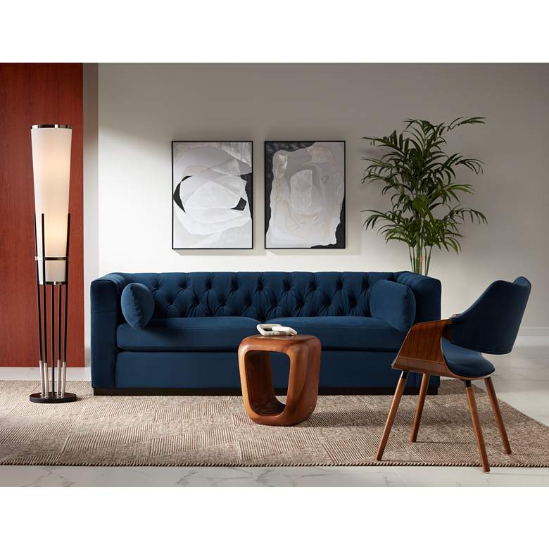 Image 1 Possini Euro Flute 64 inch Black and White 2-Light Modern Floor Lamp in scene