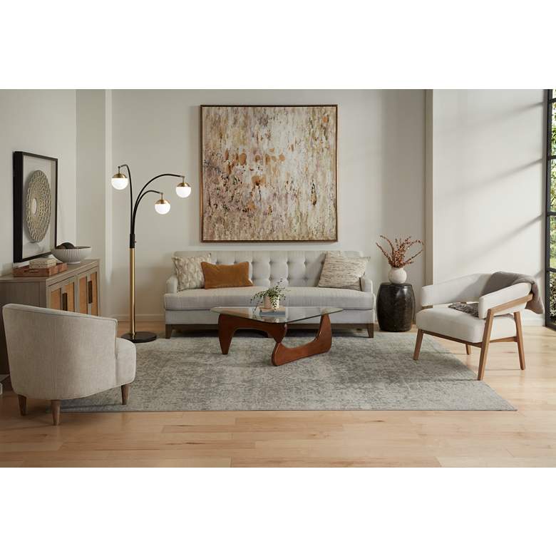 Image 1 Possini Euro Rayne 72" Warm Gold and Black 3-Light Arc Floor Lamp in scene