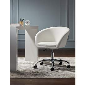 Image1 of 55 Downing Street Nash Creme Faux Leather Modern Adjustable Office Chair in scene