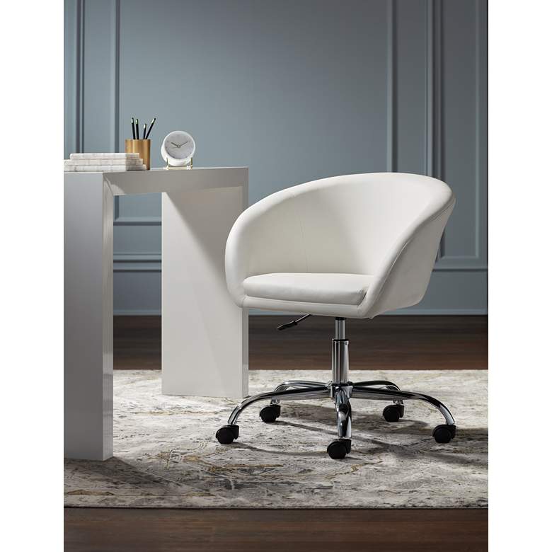 Image 1 55 Downing Street Nash Creme Faux Leather Modern Adjustable Office Chair in scene