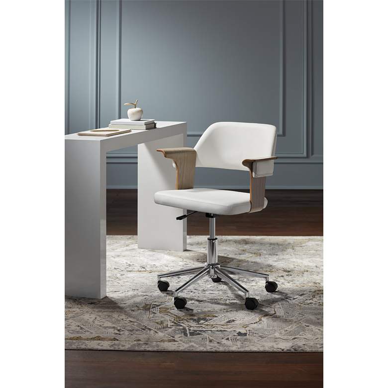 Image 1 Milano White Faux Leather Adjustable Swivel Office Chairs Set of 2 in scene