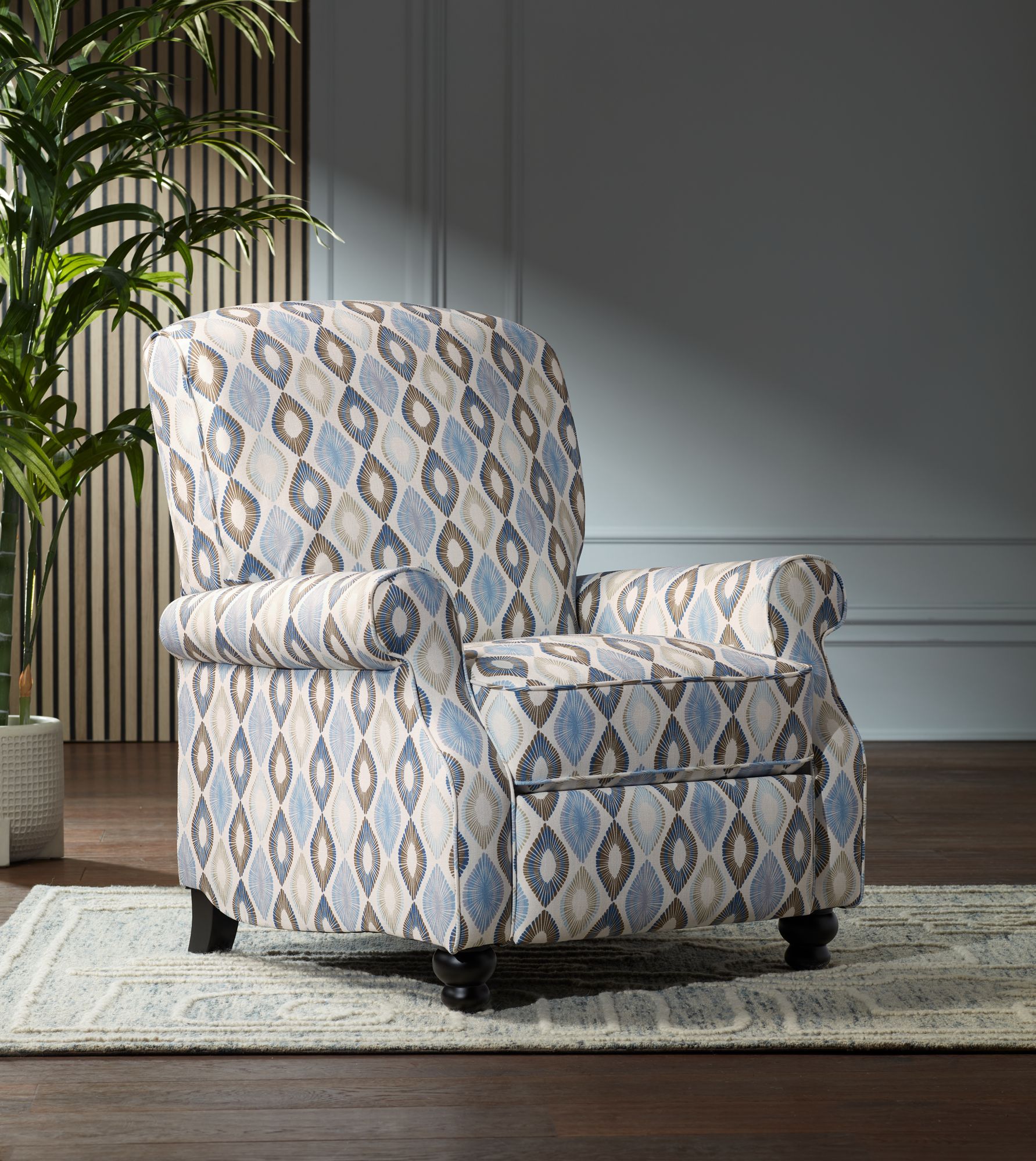 Blue reclining accent chair hot sale