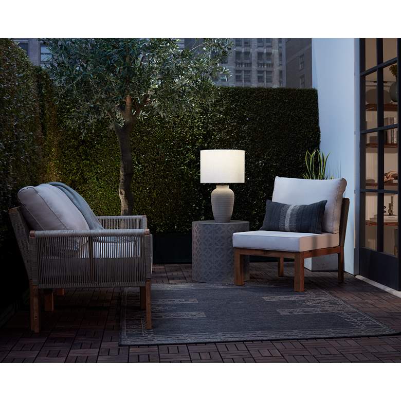 Image 1 Brendina 86 3/4" Wide White Fabric 3-Seater Outdoor Sofa in scene