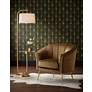 Leighton Brown Velvet and Gold Tufted Accent Chair in scene