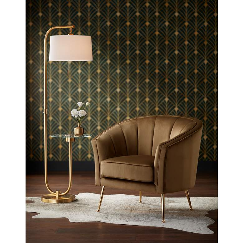 Image 1 Leighton Brown Velvet and Gold Tufted Accent Chair in scene