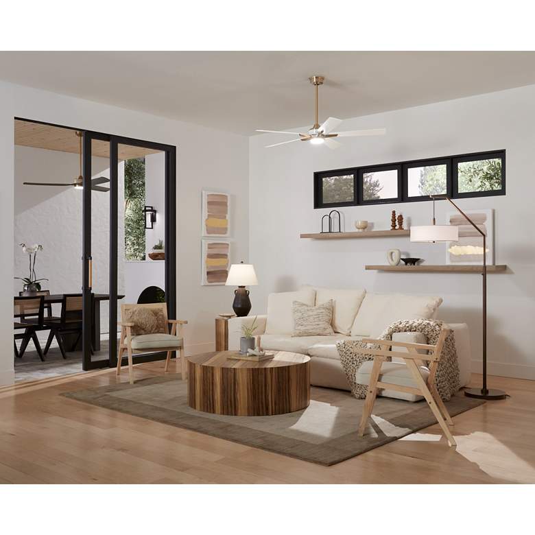 Image 1 52" Casa Vieja Vegas Nights Soft Brass White LED Remote Ceiling Fan in scene