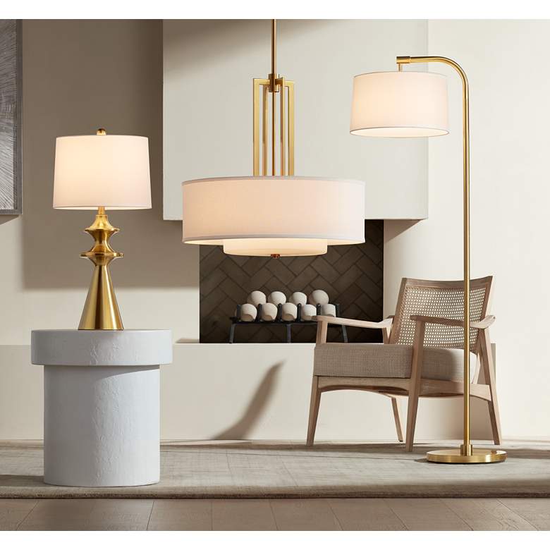 Image 1 360 Lighting Farah 28 3/4" High Modern Gold Turned Cone Table Lamp in scene
