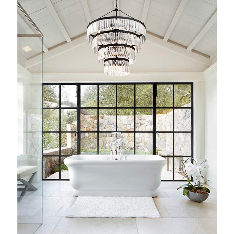 Image 1 Crystorama Emory 40" Wide Black Forged 22-Light 4-Tier Chandelier in scene