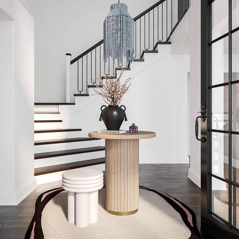 Image 1 TOV Chelsea 26" Wide Modern Natural Oak Wood Round Entry Table in scene