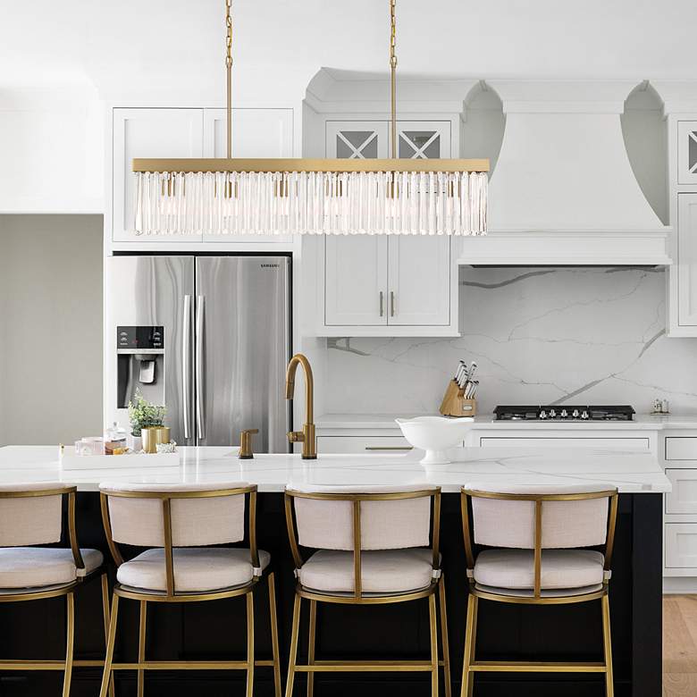 Image 1 Crystorama Emory 49" 6-Light Modern Gold and Crystal Linear Chandelier in scene