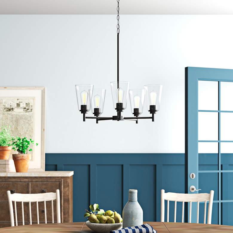 Image 1 Westin 24" Wide Matte Black 5-Light Chandelier in scene