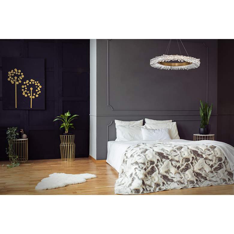 Image 1 Benediction 38 1/4"W Aged Brass Crystals LED Pendant Light in scene