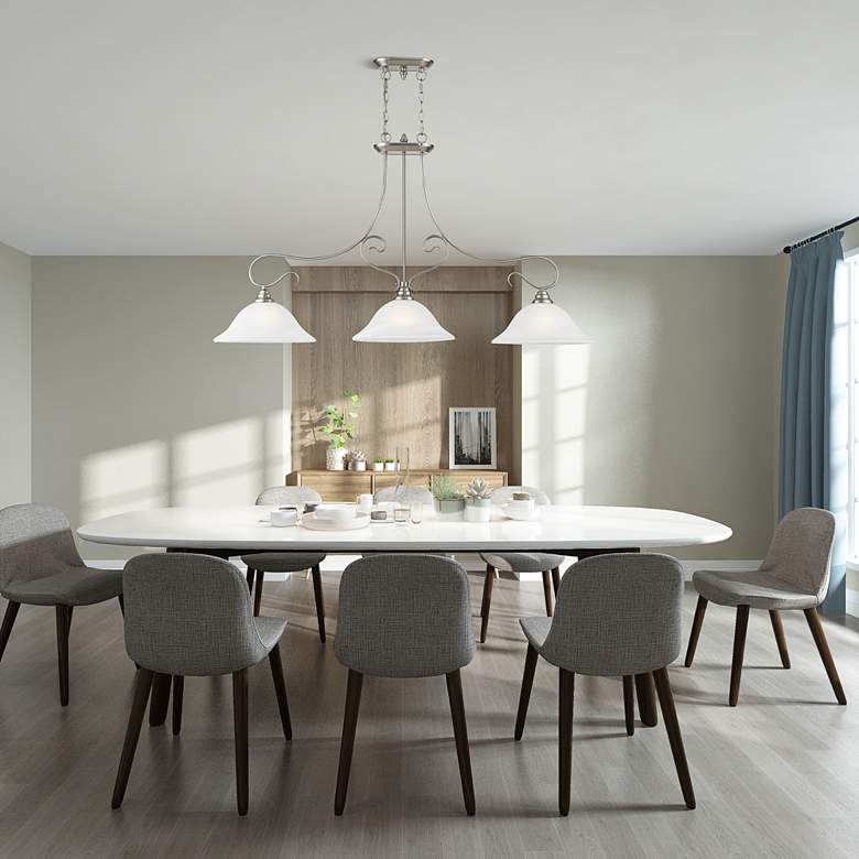 Image 1 Coronado 49" Wide Brushed Nickel 3-Light Linear Chandelier in scene