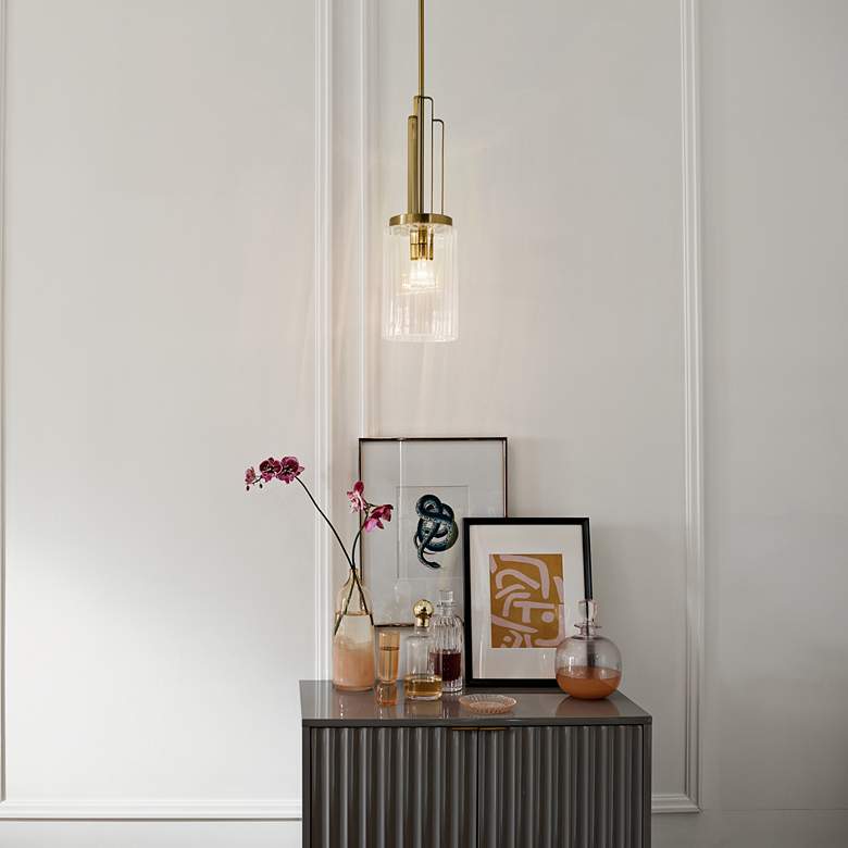 Image 1 Kichler Kimrose 7" Wide Brushed Natural Brass Mini Pendant in scene