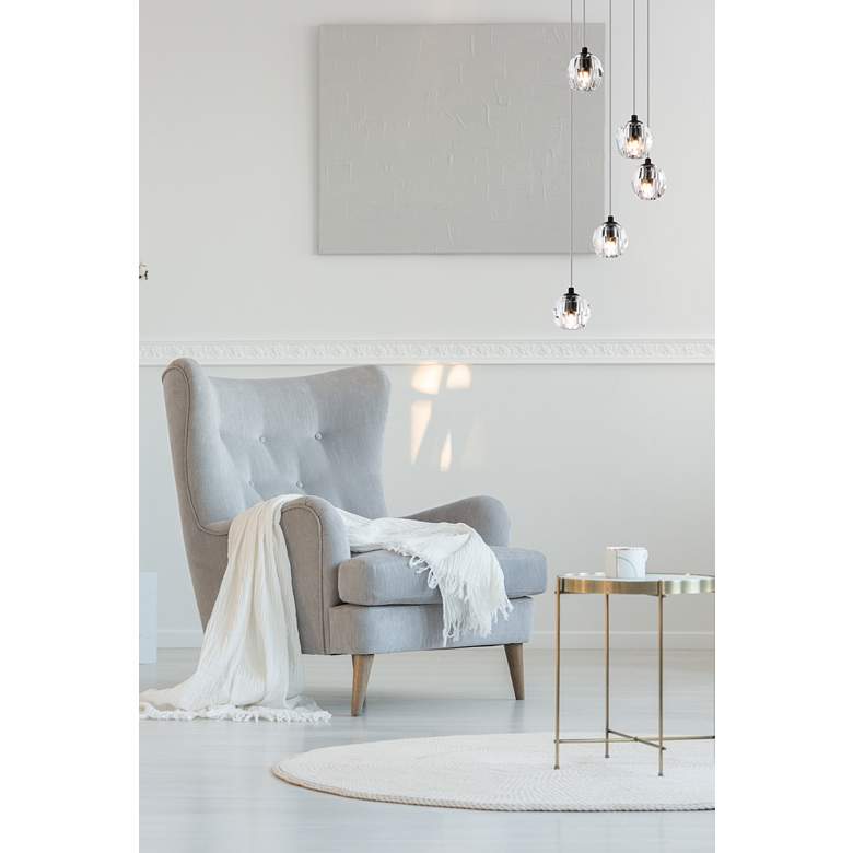 Image 1 Eren 11 3/4" Wide Black 5-Light Mini Pendant in scene