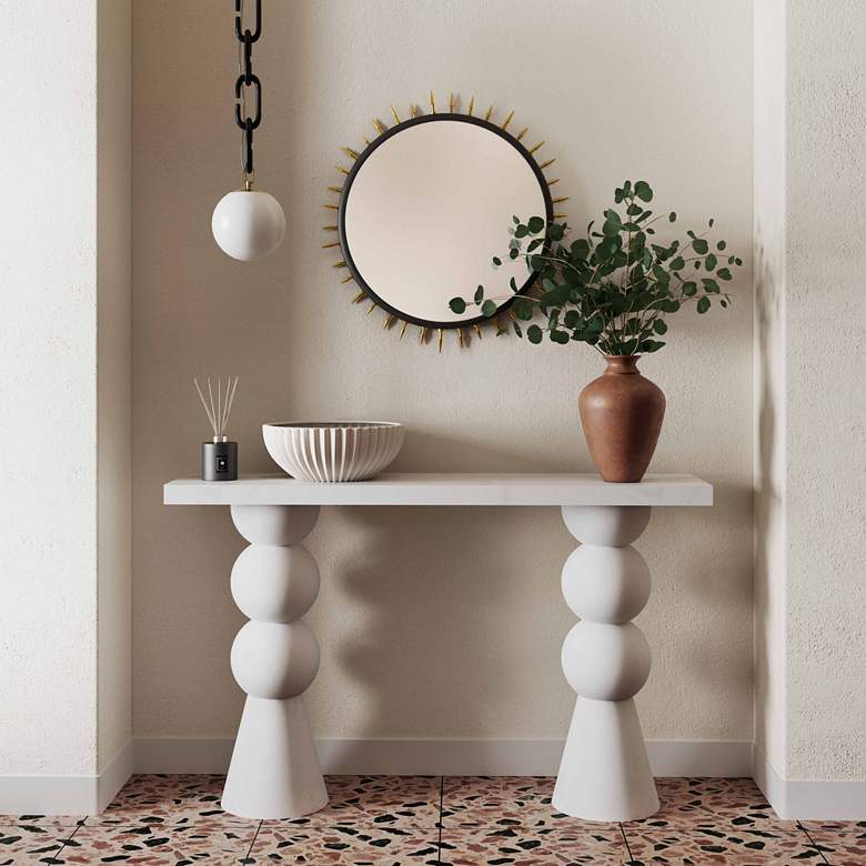 Image 1 TOV Lupita 53" Wide White Wood Modern Desk Console Table in scene