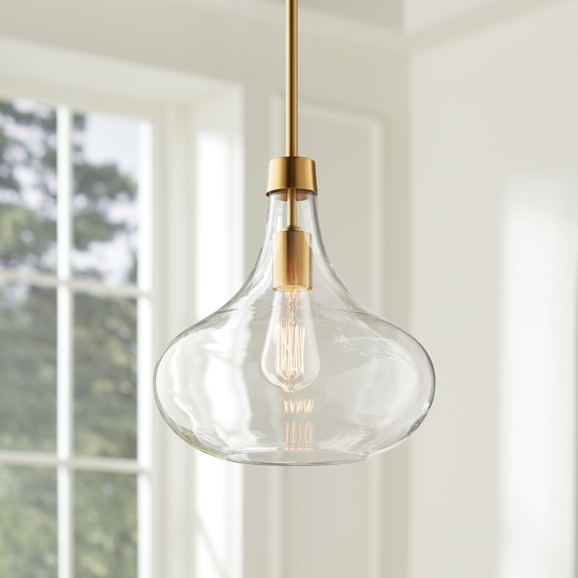 Image 1 Possini Euro Asni 11" Wide Antique Gold and Glass Modern Mini Pendant in scene