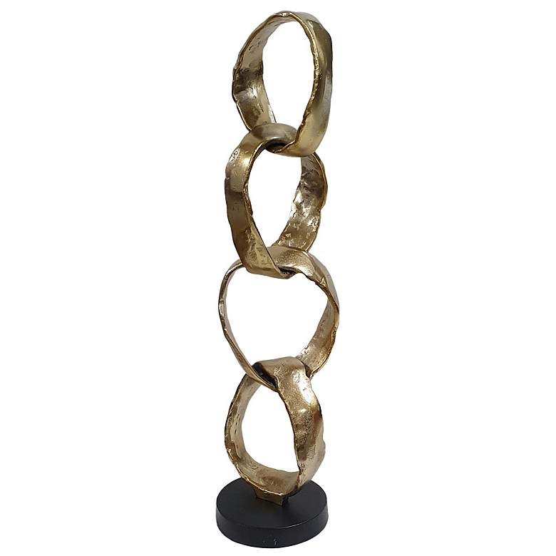Image 1 24.5" High Gold Interlocking Rings Decorative Sculpture