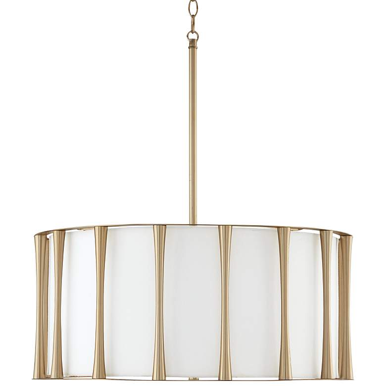 Image 2 24.5 inch W x 11 inch H 4-Light Pendant in Matte Brass with White Fabric