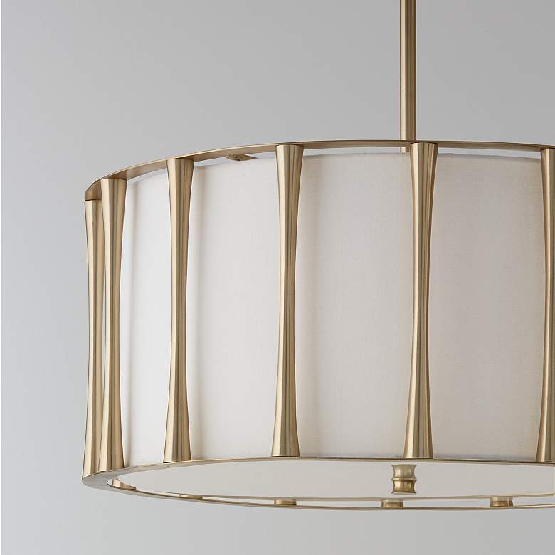 Image 4 24.5" W x 11" H 4-Light Pendant in Matte Brass with White Fabric more views
