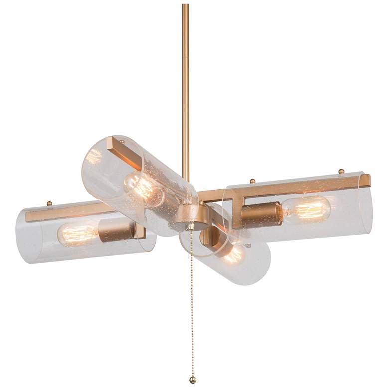Image 1 24.5" Wide 4-Light Brass Glass Sputnik Chandelier