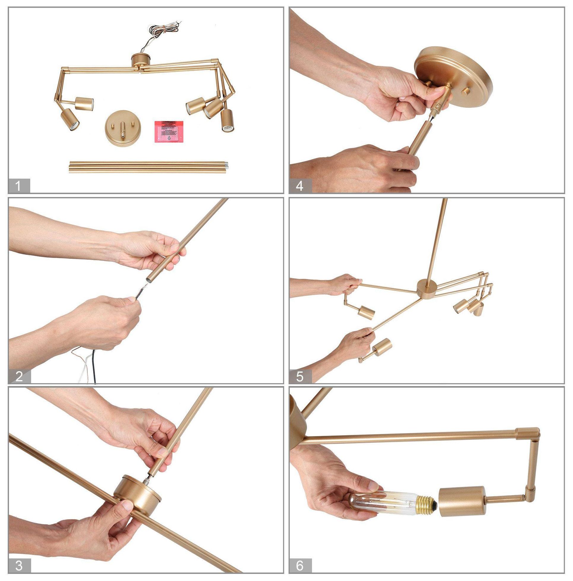 Image 6 24.5" Wide 5-Light Brass Branching Sputnik Chandelier more views