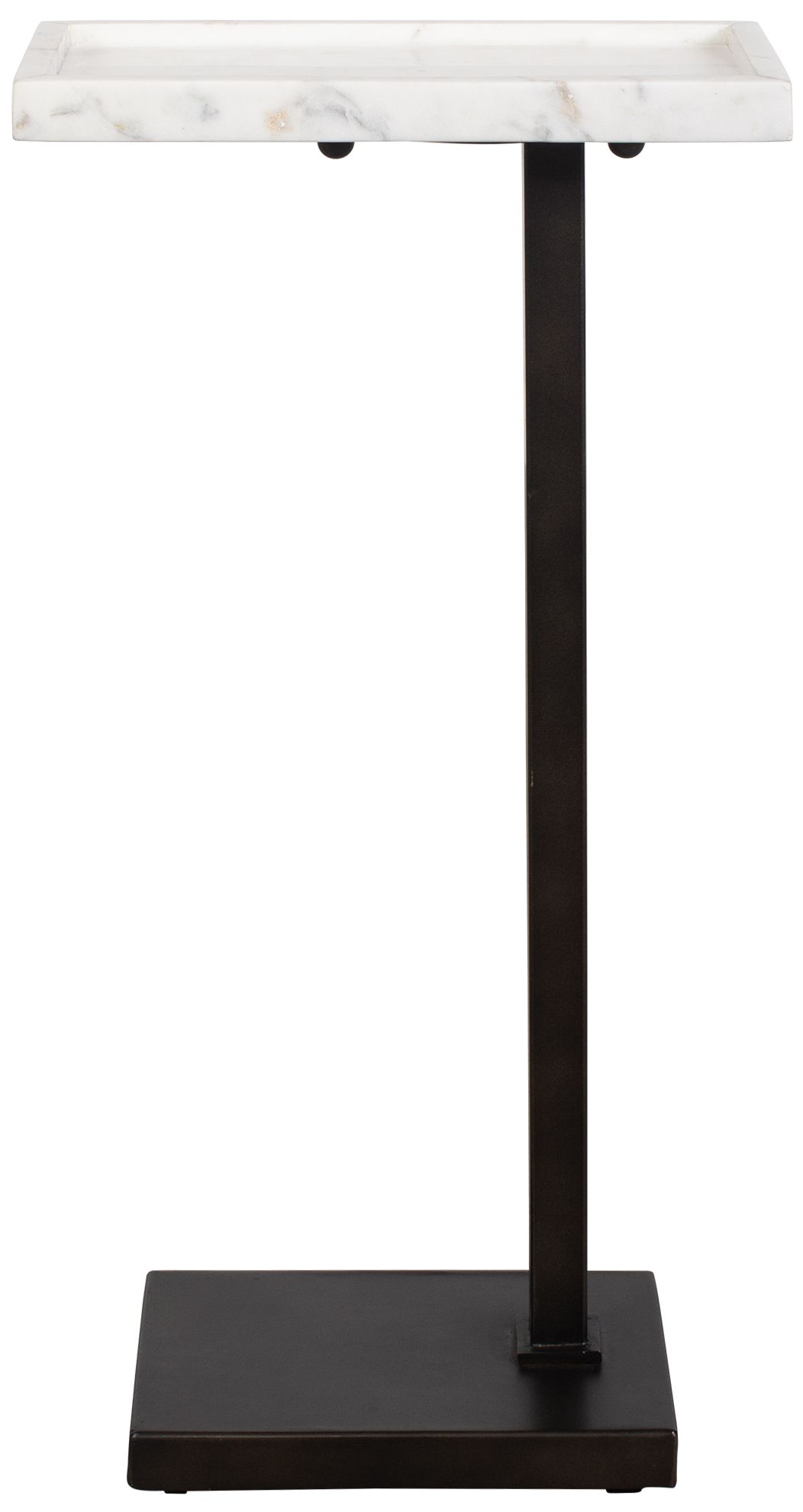 Image 2 24" High Dark Bronze Metal with White Marble Top Accent Table more views