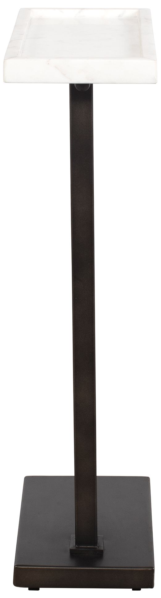 Image 4 24" High Dark Bronze Metal with White Marble Top Accent Table more views