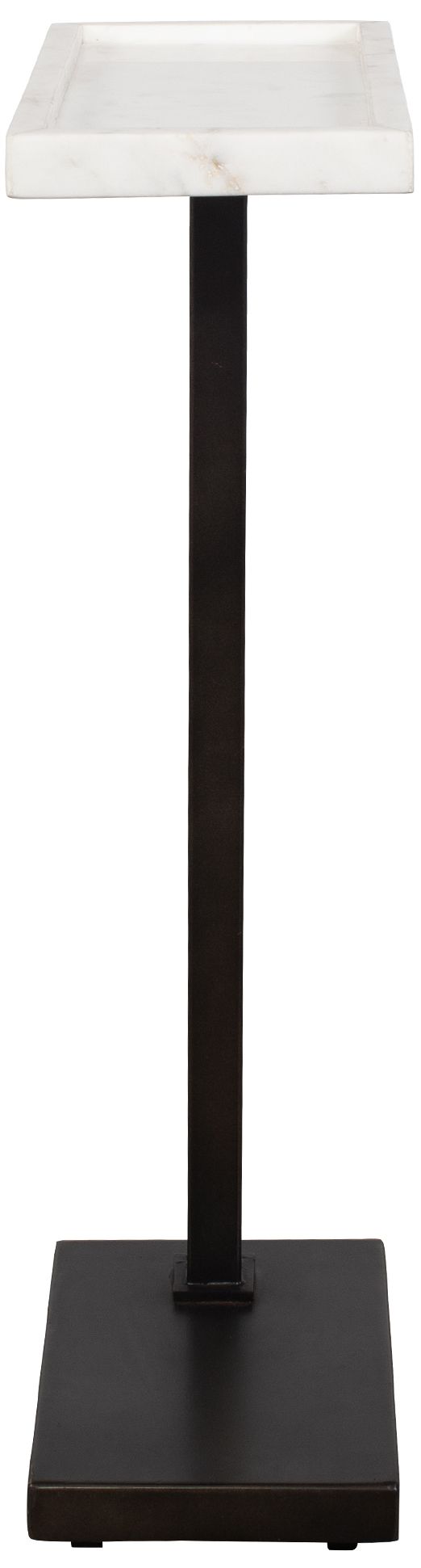 Image 7 24" High Dark Bronze Metal with White Marble Top Accent Table more views