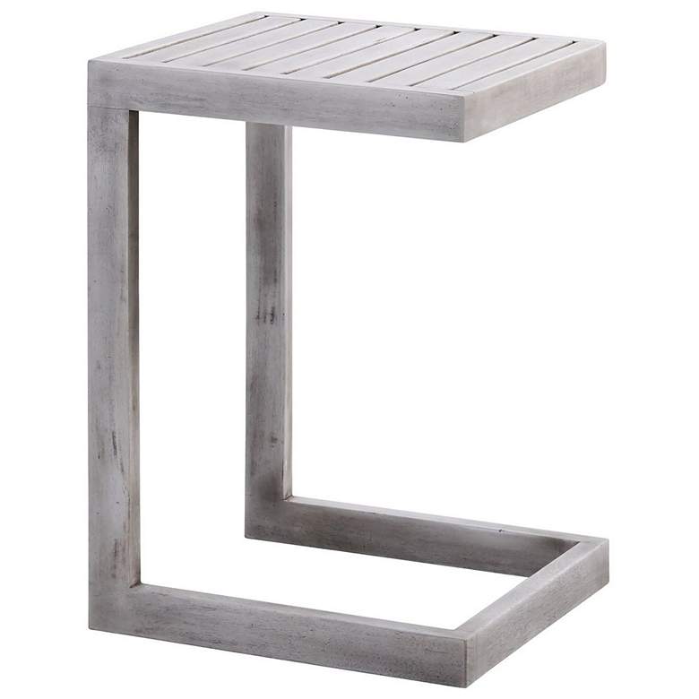 Image 1 24&#39; High Grey Brushed Acacia Wood C-Form Table